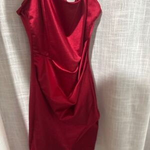Red satin short homecoming dress